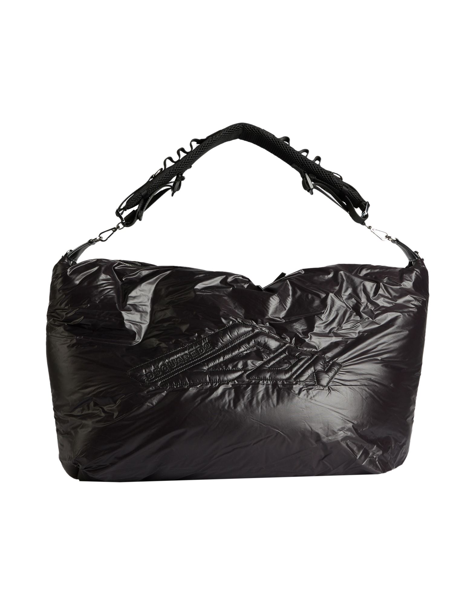 쇼퍼백, 테크니컬 패브릭, 장식 디테일 솔리드 컬러, 자수 로고 장식, 가죽 인서트, 합성 충전재, 싱글 핸들, 맥시 스타일, 동물성 비섬유 자재 함유. 이미지