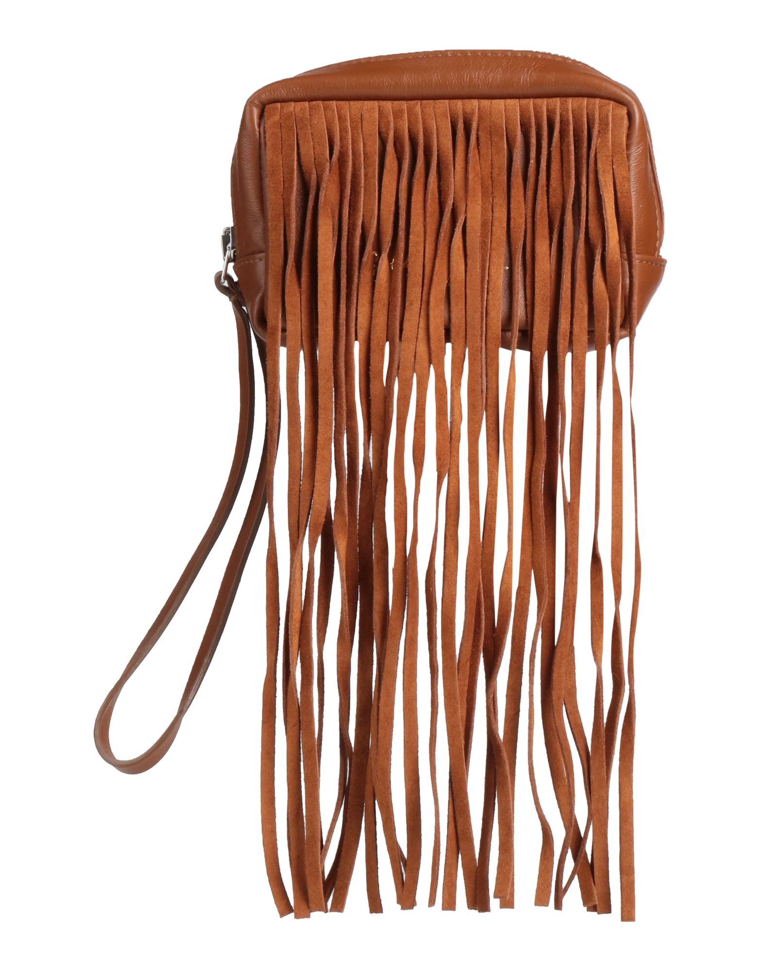 미니 스타일, 가죽, 브랜드 로고, 프린지, 솔리드 컬러, 지퍼 여밈, 동물성 비섬유 자재 함유, 미니백. 이미지