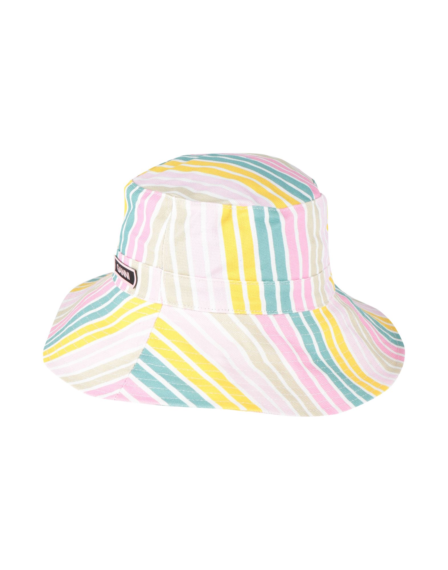 버킷 햇, 캔바스, 스트라이프, 브랜드 로고, 미디움 브림. 이미지