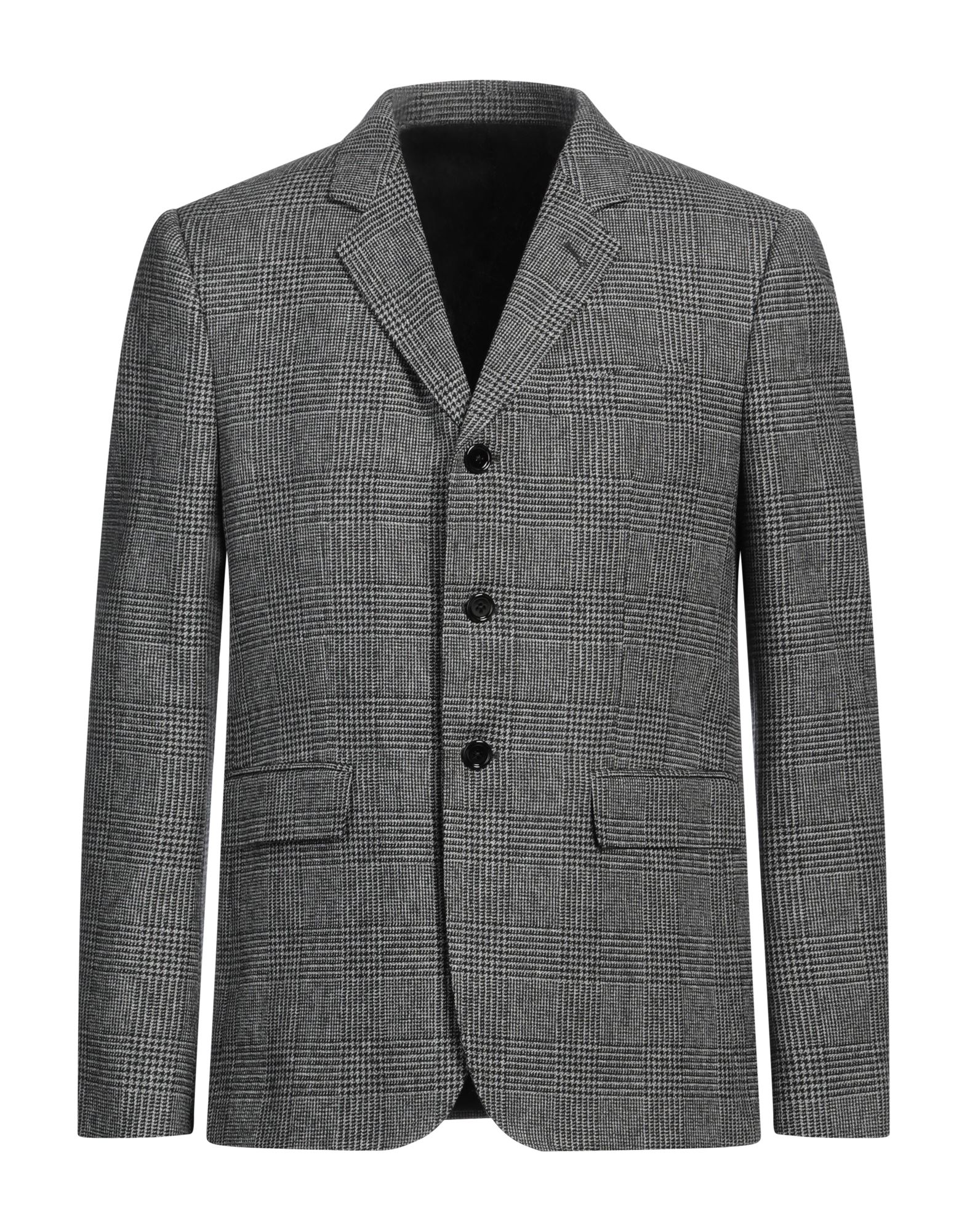 싱글 브레스티드 블레이저, 울, 프린스 오브 웨일스, 장식 부착 없음, 라펠, 롱 슬리브, 버튼 커프스, 안감있음, 버튼 여밈, 플랩 포켓, 백 슬릿, 드라이클리닝, 표백 금지, 건조기 사용불가, 오피스 룩이나 특별한 날에 적합한 품격 있는 포멀 스타일. 이미지