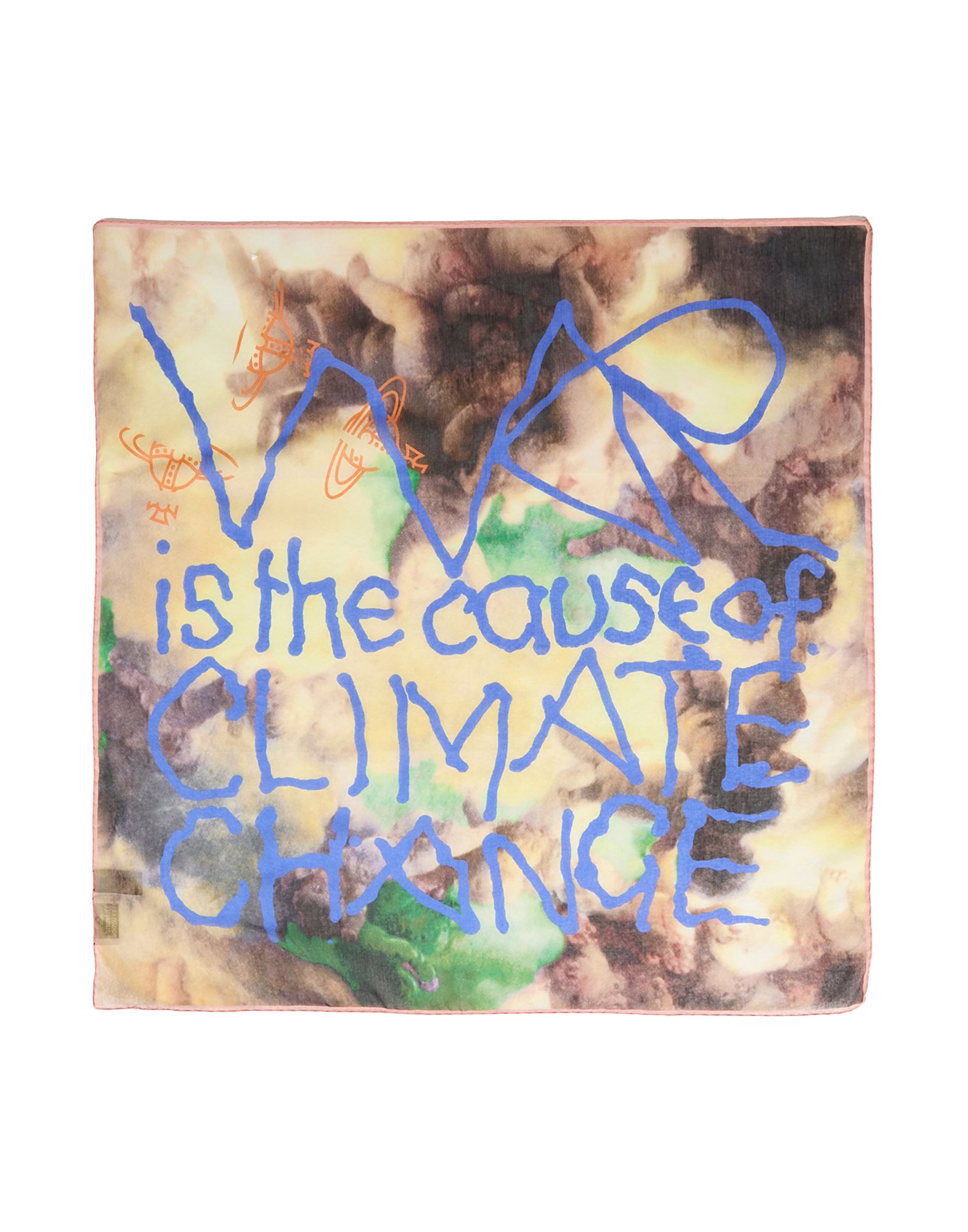 스카프, 거즈, 멀티컬러 패턴, 브랜드 로고, 드라이클리닝, 표백 금지, 건조기 사용불가. 이미지