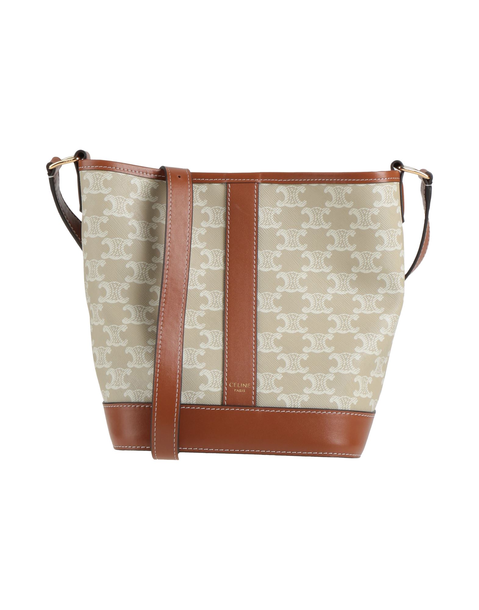 버킷백, 가죽, 로고 디자인, 브랜드 로고, 스냅버튼 여밈, 안감없음, 조절가능 숄더 스트랩, 미디엄 스타일, 동물성 비섬유 자재 함유. 이미지