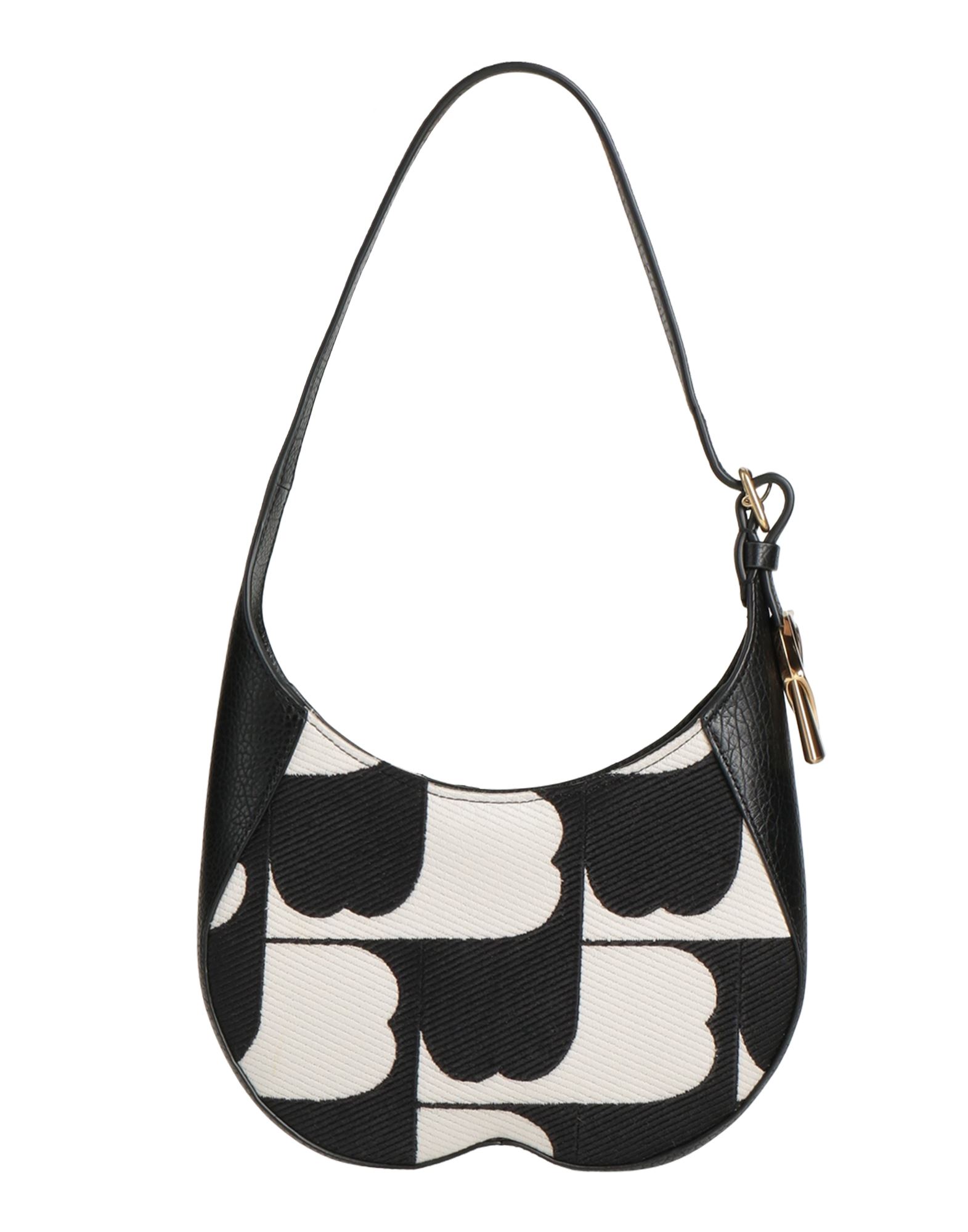 바게트백, 우븐, 페블 효과 가죽, 투톤 패턴, 장식 부착 없음, 지퍼 여밈, 가죽 소재의 내부, 싱글 핸들, 미디엄 스타일. 이미지