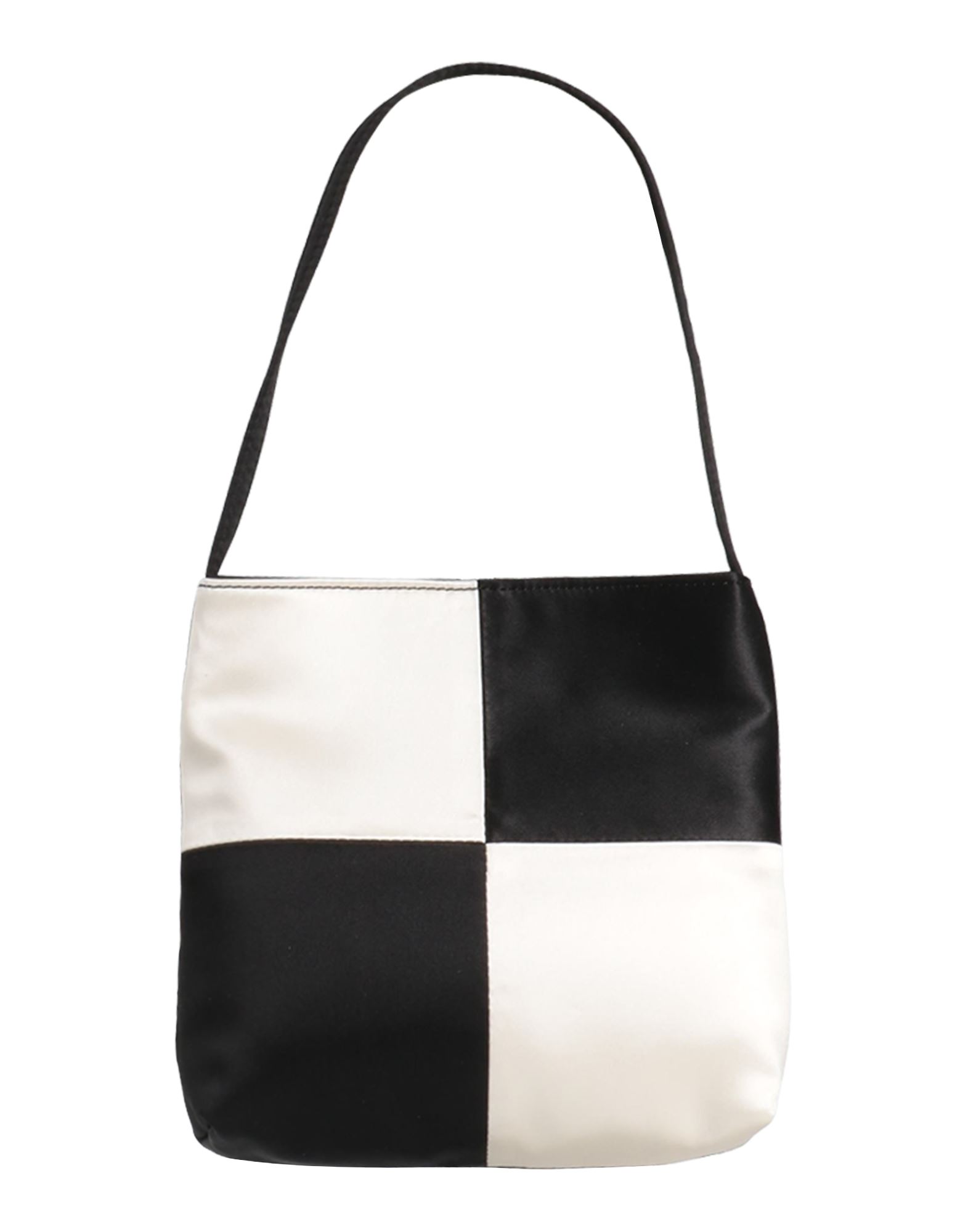 미디엄 스타일, 새틴, 장식 부착 없음, 체크, 안감있음, 더블 핸들, 핸드백. 이미지