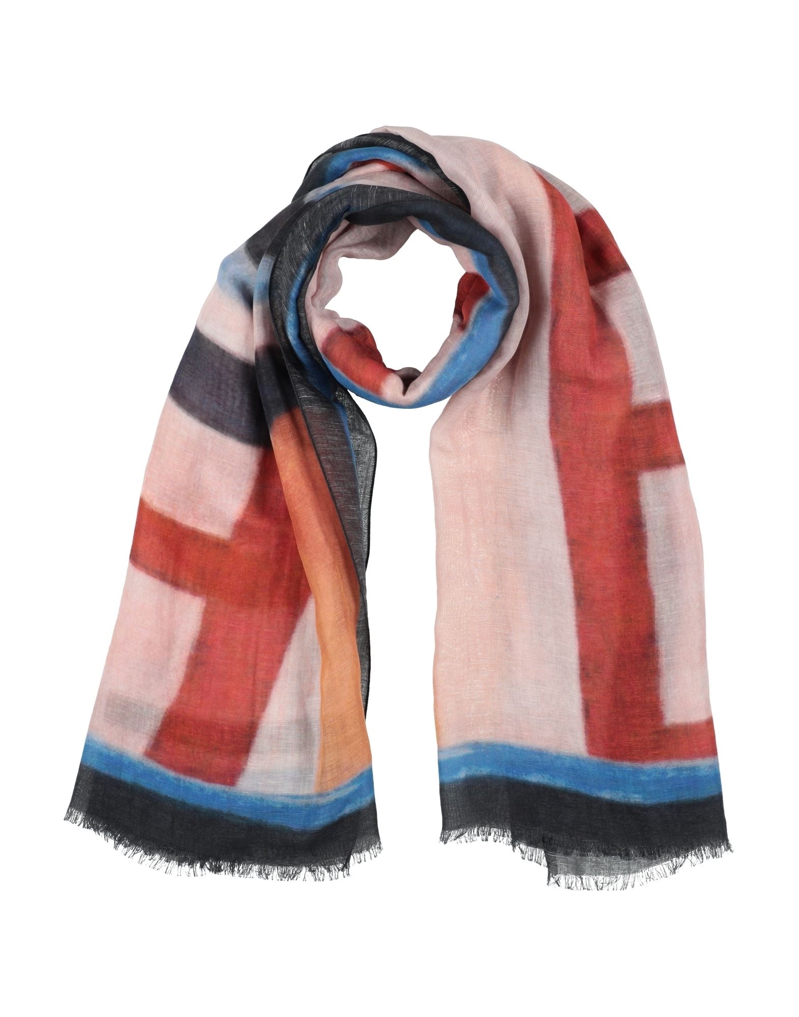 스카프 & 머플러, 우븐, 멀티컬러 패턴, 프린지, 브랜드 로고, 손세탁 또는 드라이클리닝, 표백 금지, 건조기 사용불가. 이미지