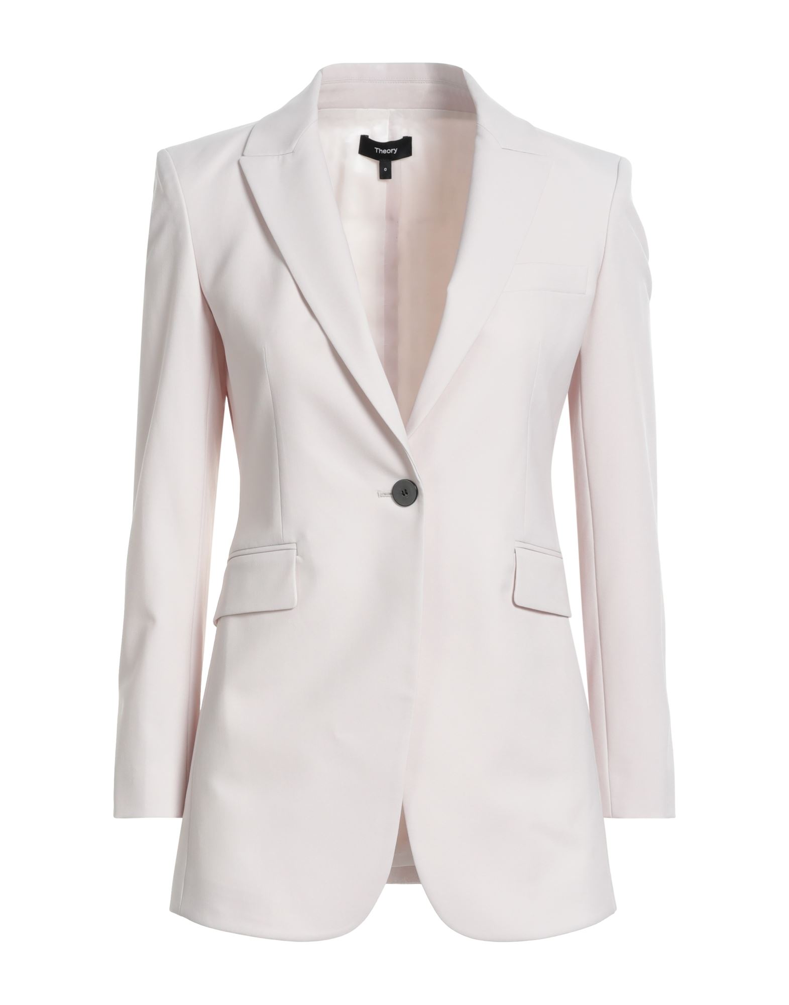 싱글 브레스티드 블레이저, 크레이프, 스트레치 패브릭, 솔리드 컬러, 장식 부착 없음, 라펠, 롱 슬리브, 안감있음, 멀티 포켓, 드라이클리닝, 표백 금지, 건조기 사용불가. 이미지