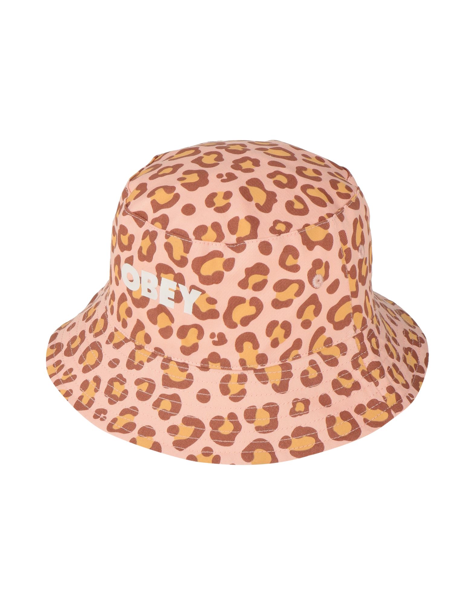 버킷 햇, 개버딘, 레오파드 패턴, 브랜드 로고, 프린트, 더블 페이스. 이미지