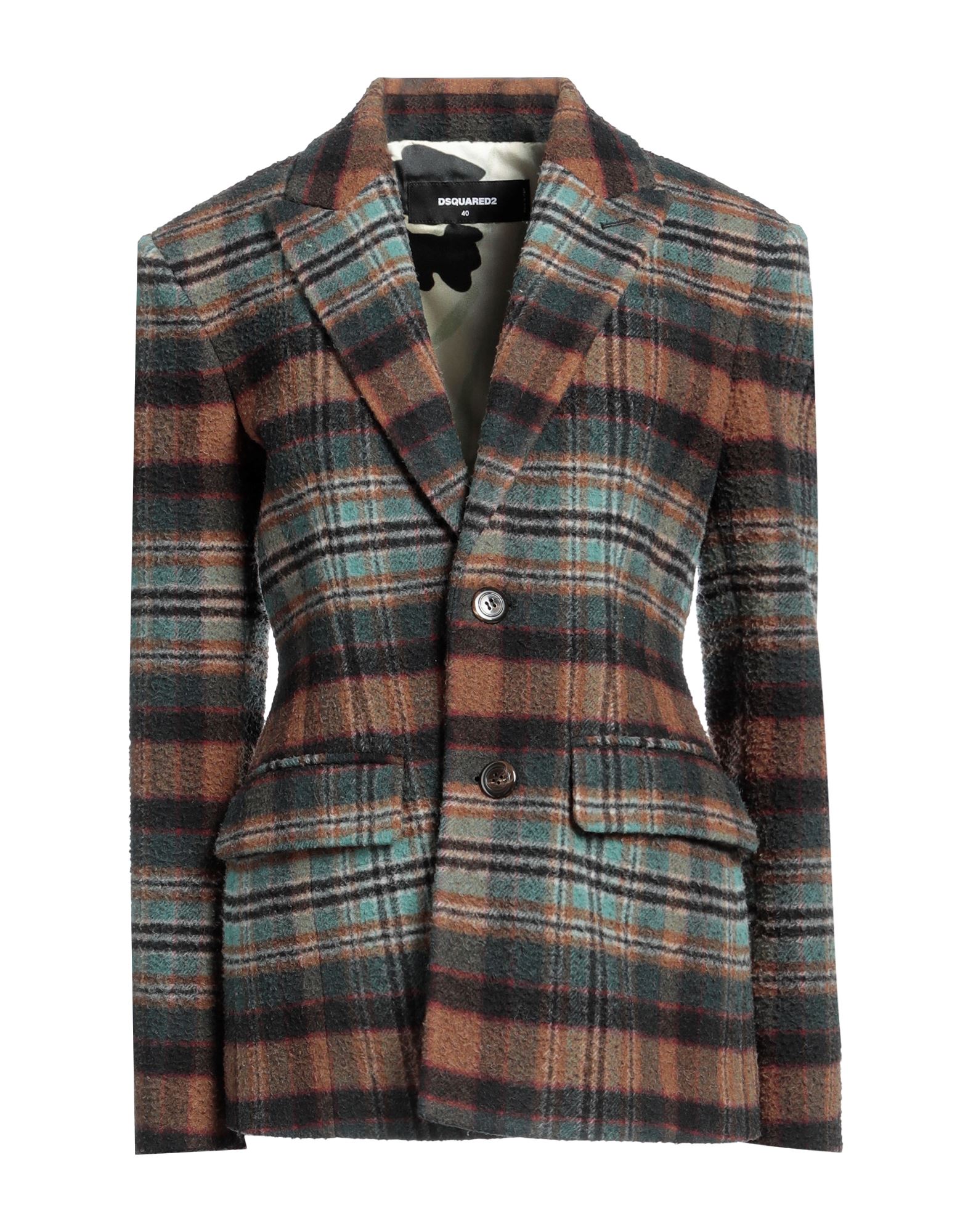 플란넬, 장식 부착 없음, 타탄체크, 라펠, 싱글브레스티드, 롱 슬리브, 안감있음, 버튼 여밈, 멀티 포켓, 백 슬릿, 싱글브레스티드 자켓. 이미지