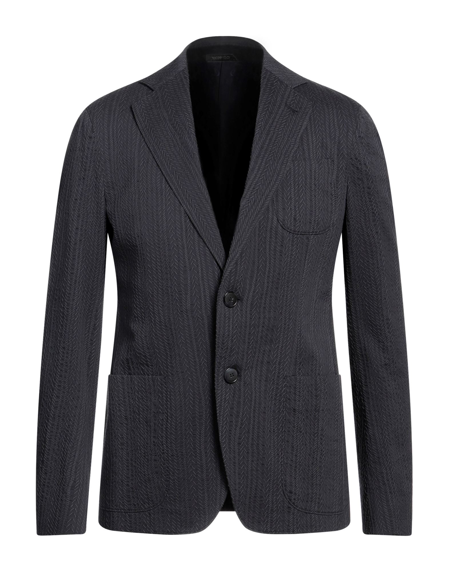 우븐, 자카드, 브랜드 로고, 솔리드 컬러, 라펠, 싱글브레스티드, 롱 슬리브, 버튼 커프스, 부분적으로 안감 처리한 내부, 2 버튼, 멀티 포켓, 싱글브레스티드 자켓. 이미지