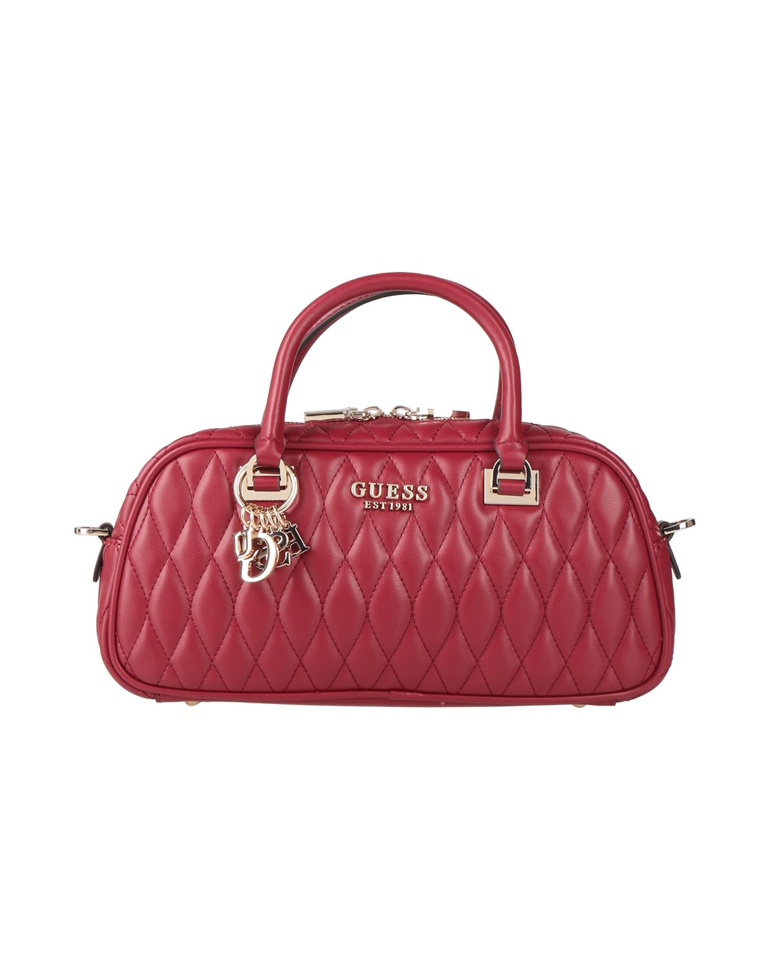 사첼백, 인조가죽, 퀼팅, 장식 디테일 솔리드 컬러, 브랜드 로고, 참, 지퍼 여밈, 안감있음, 내부 포켓, 더블 핸들, 탈착가능 숄더 스트랩, 스터드 장식 바닥장식 바닥2, 미디엄 스타일. 이미지