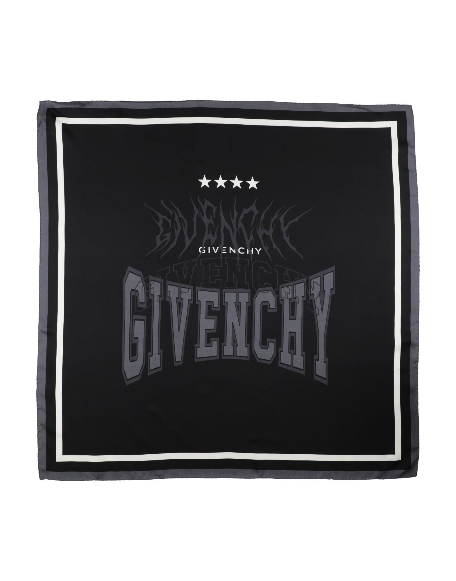 스카프, 새틴, 멀티컬러 패턴, 브랜드 로고, 드라이클리닝, 표백 금지, 건조기 사용불가. 이미지