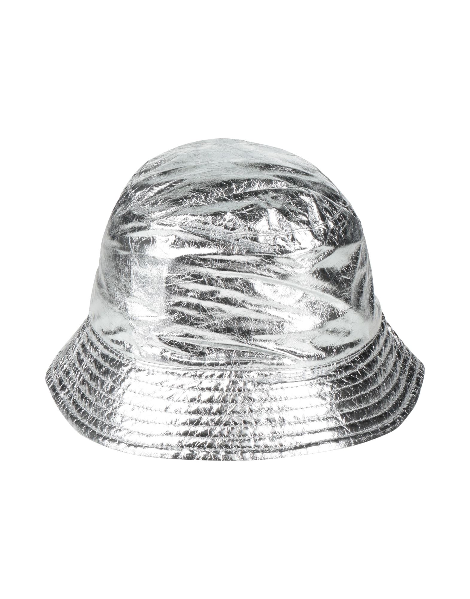 버킷 햇, 가죽, 메탈릭 효과, 솔리드 컬러, 장식 부착 없음, 스몰 브림, 동물성 비섬유 자재 함유. 이미지