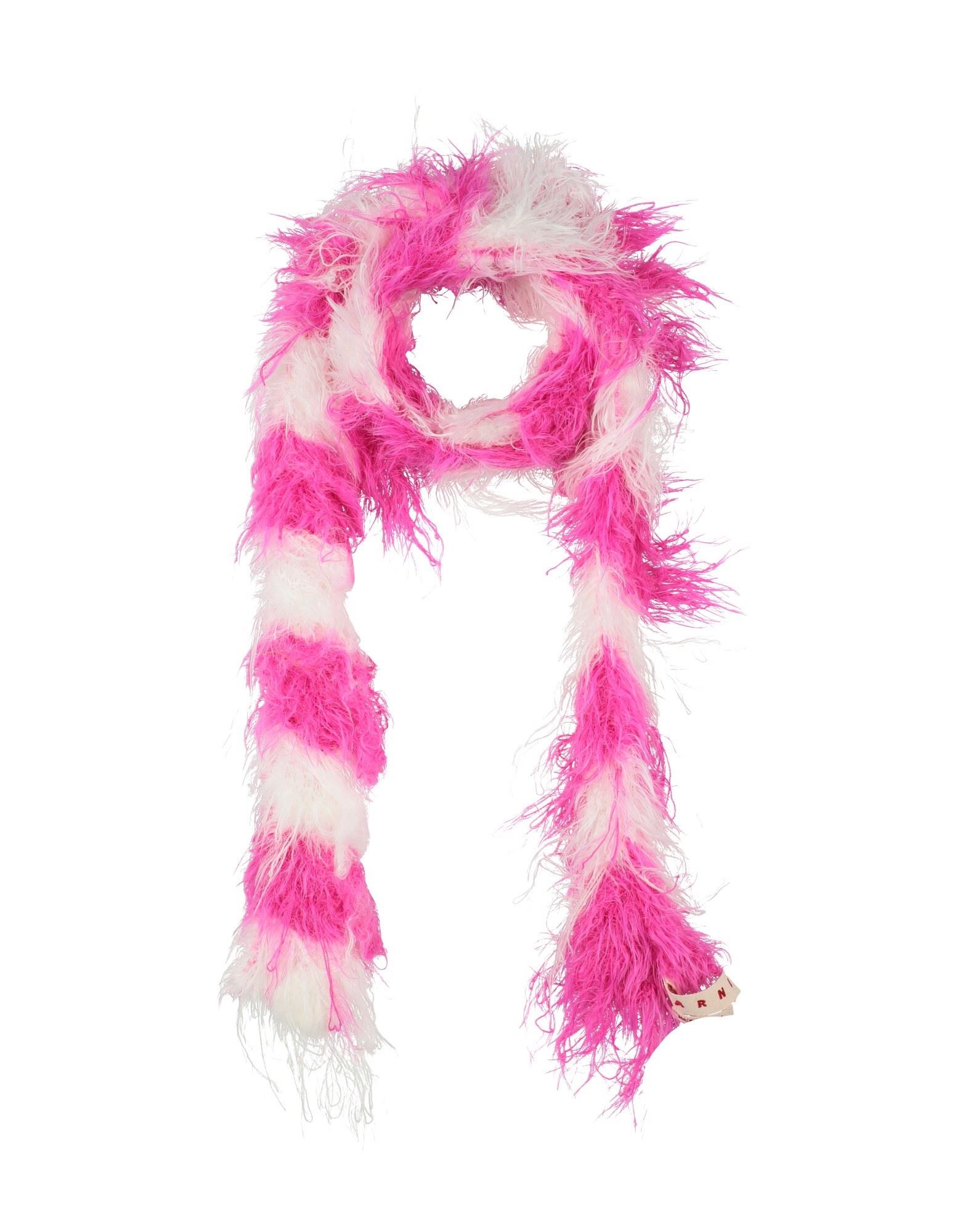 스카프 & 머플러, 니트 소재, 라이트웨이트 니트, 스트라이프, 프린지, 드라이클리닝, 표백 금지, 건조기 사용불가, 다림질 금지. 이미지