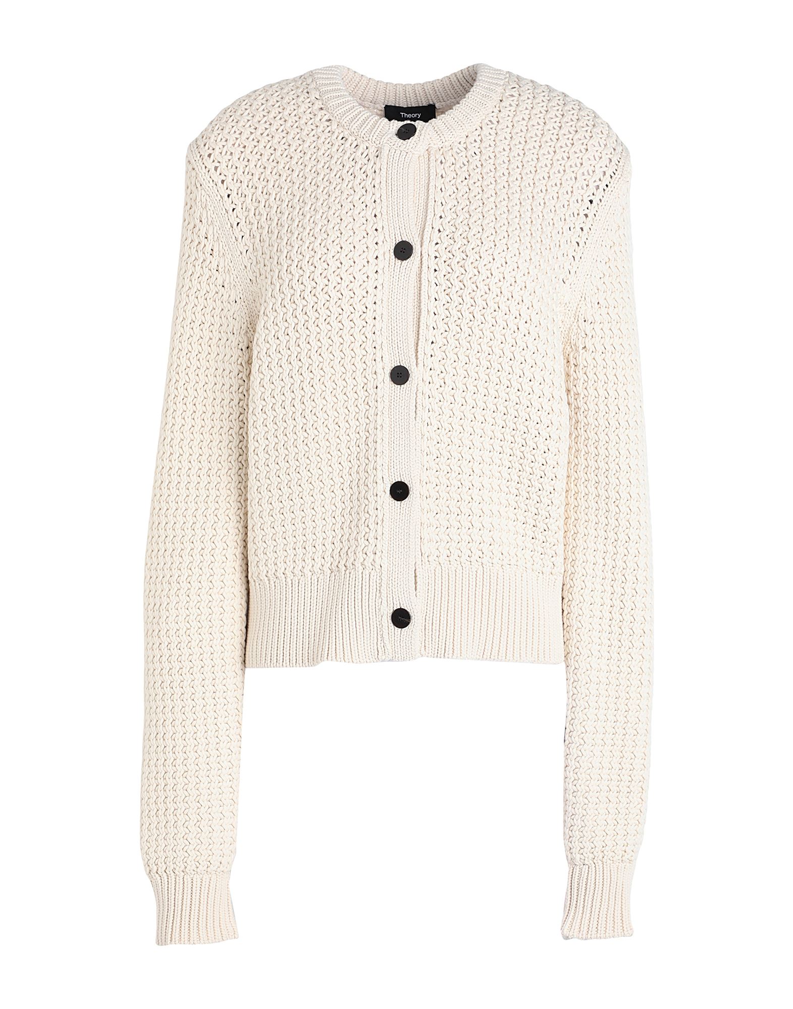 니트 소재, 미드웨이트 니트, 장식 부착 없음, 솔리드 컬러, 롱 슬리브, 버튼 여밈, 손세탁 또는 드라이클리닝, 표백 금지, 건조기 사용불가. 이미지