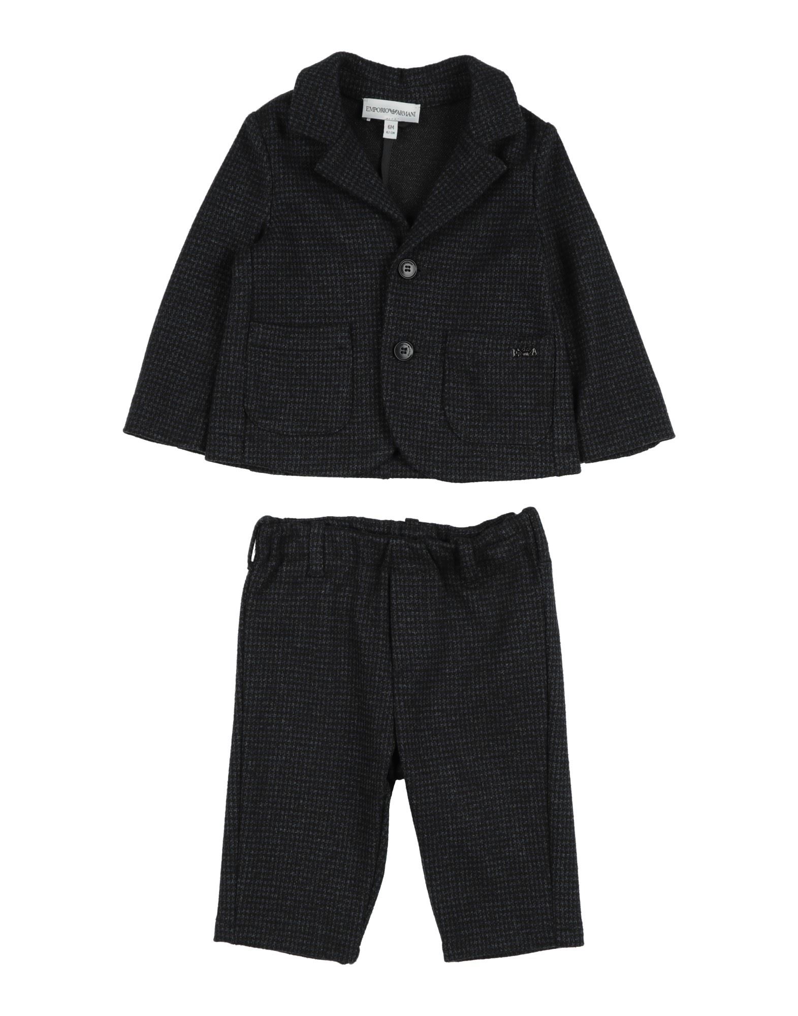 플란넬, 스트레치 패브릭, 하운드투스, 브랜드 로고, 라펠, 싱글브레스티드, 롱 슬리브, 안감없음, 버튼 여밈, 패치 포켓, 웰트 포켓, 벨트 루프, 드라이클리닝, 표백 금지, 건조기 사용불가. 이미지