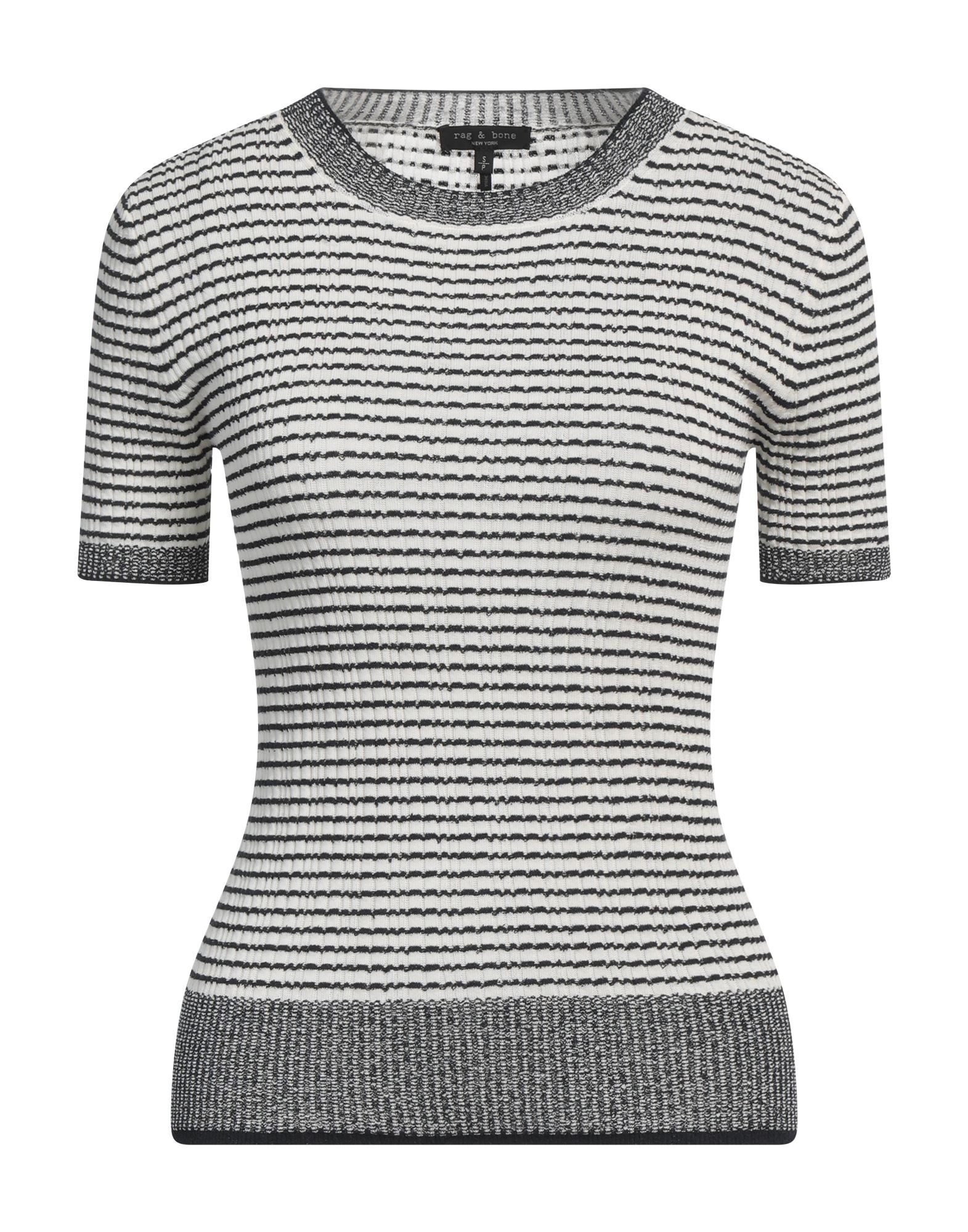 니트 소재, 라이트웨이트 니트, 스트라이프, 장식 부착 없음, 크루넥, 쇼트 슬리브, 드라이클리닝, 표백 금지, 건조기 사용불가. 이미지