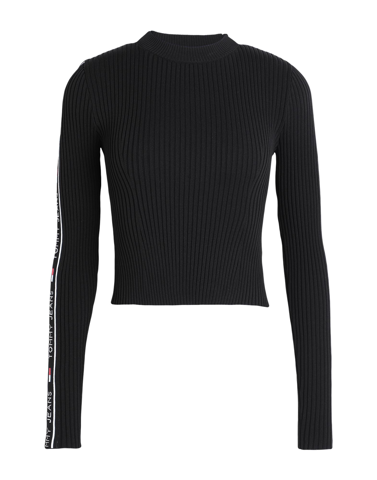 니트 소재, 리브(rib) 조직, 라이트웨이트 니트, 사이드 스트라이프, 브랜드 로고, 장식 디테일 솔리드 컬러, 목 넥, 롱 슬리브, 포켓 없음, 스트레치. 이미지