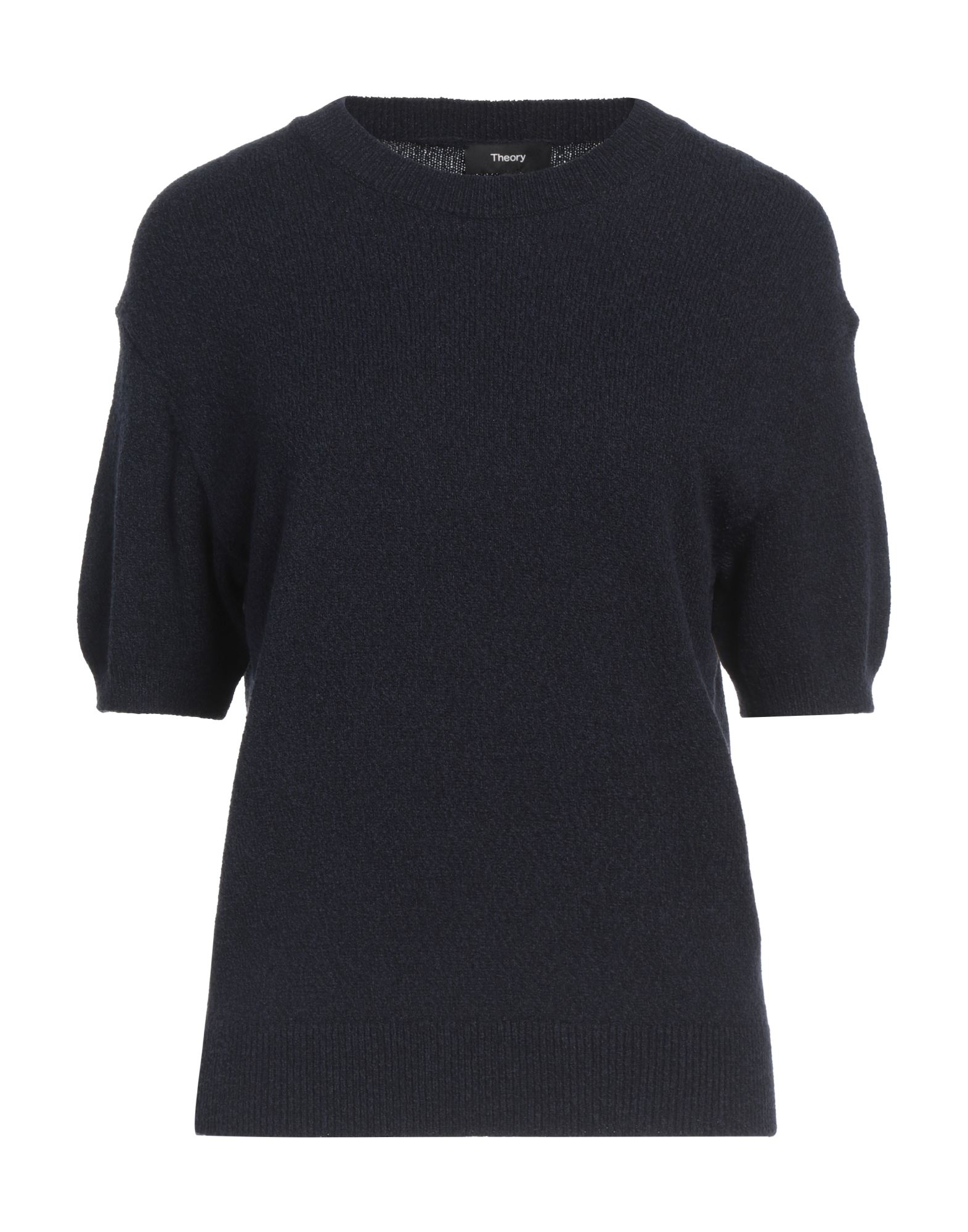 니트 소재, 라이트웨이트 니트, 솔리드 컬러, 장식 부착 없음, 크루넥, 쇼트 슬리브, 드라이클리닝, 표백 금지, 건조기 사용불가. 이미지