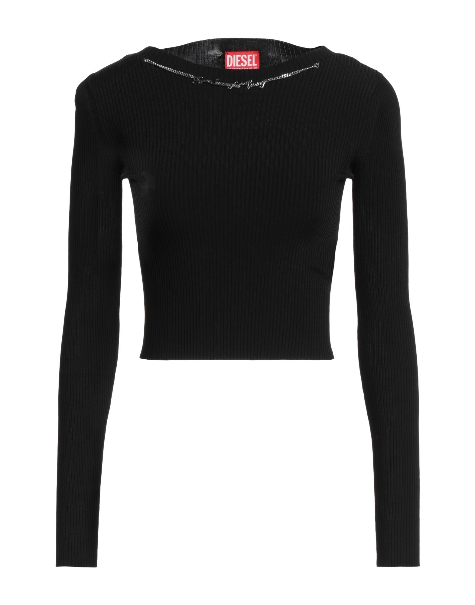 니트 소재, 리브(rib) 조직, 라이트웨이트 니트, 장식 디테일 솔리드 컬러, 장식 효과, 크루넥, 롱 슬리브, 손세탁, 표백 금지, 건조기 사용불가. 이미지