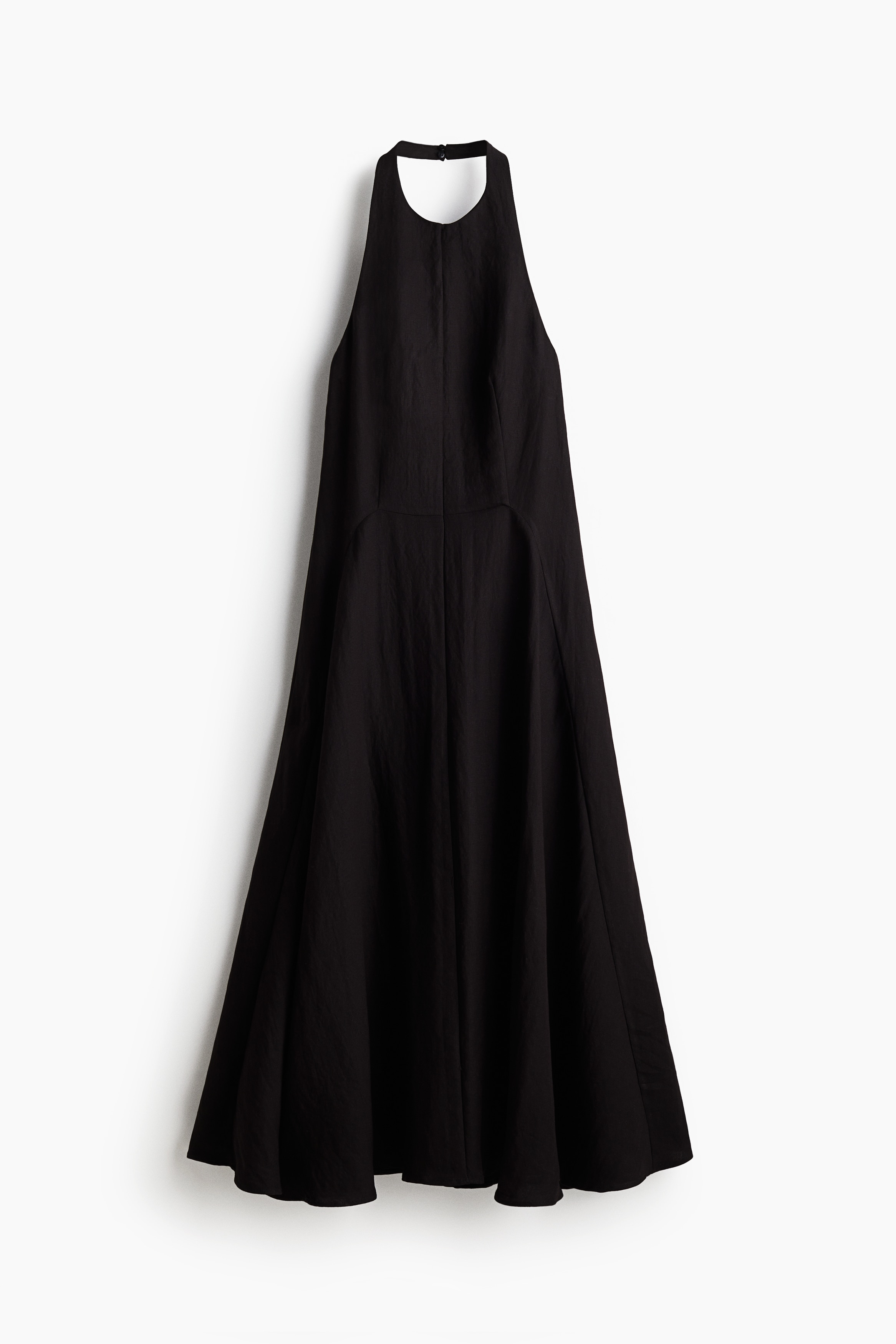Calf-length dress in woven fabric with a round neckline and a wide halterneck strap that fastens with concealed buttons at the back of the neck. Shaping darts at the waist, a concealed zip at the back and a flared skirt. Partly lined. 이미지