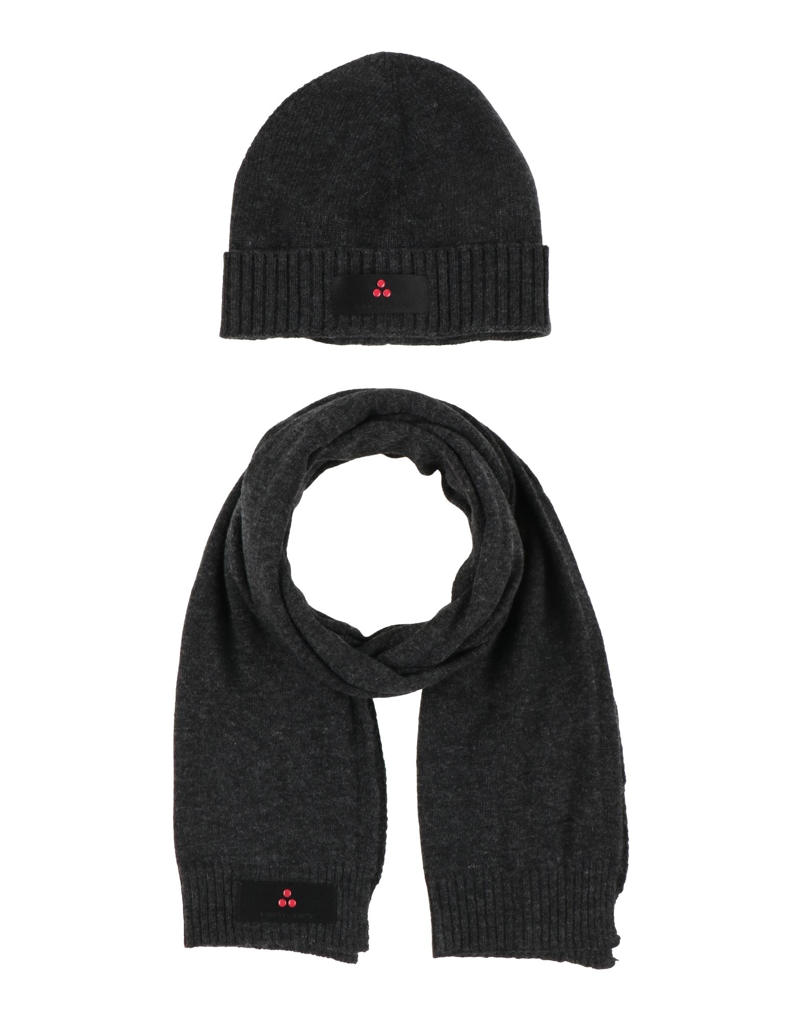 머플러 세트, 니트 소재, 라이트웨이트 니트, 솔리드 컬러, 장식 부착 없음, 2피스 세트, 손세탁 또는 드라이클리닝, 표백 금지, 건조기 사용불가. 이미지