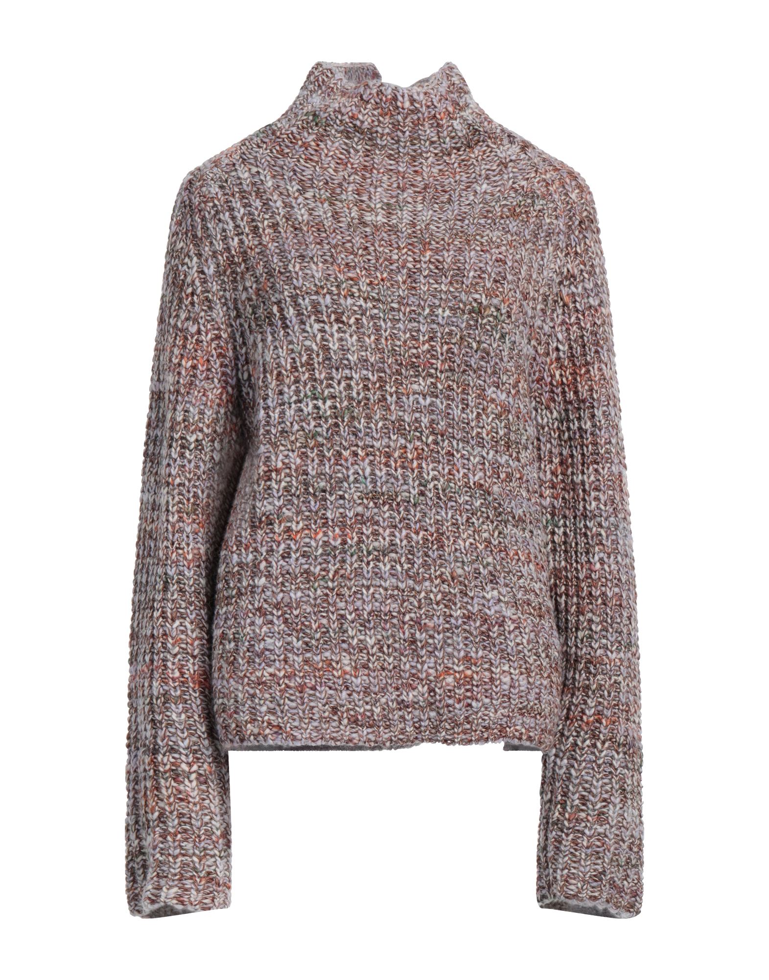 니트 소재, 미디엄웨이트 니트, 장식 부착 없음, 멜란지, 터틀넥, 롱 슬리브, 드라이클리닝, 표백 금지, 건조기 사용불가. 이미지