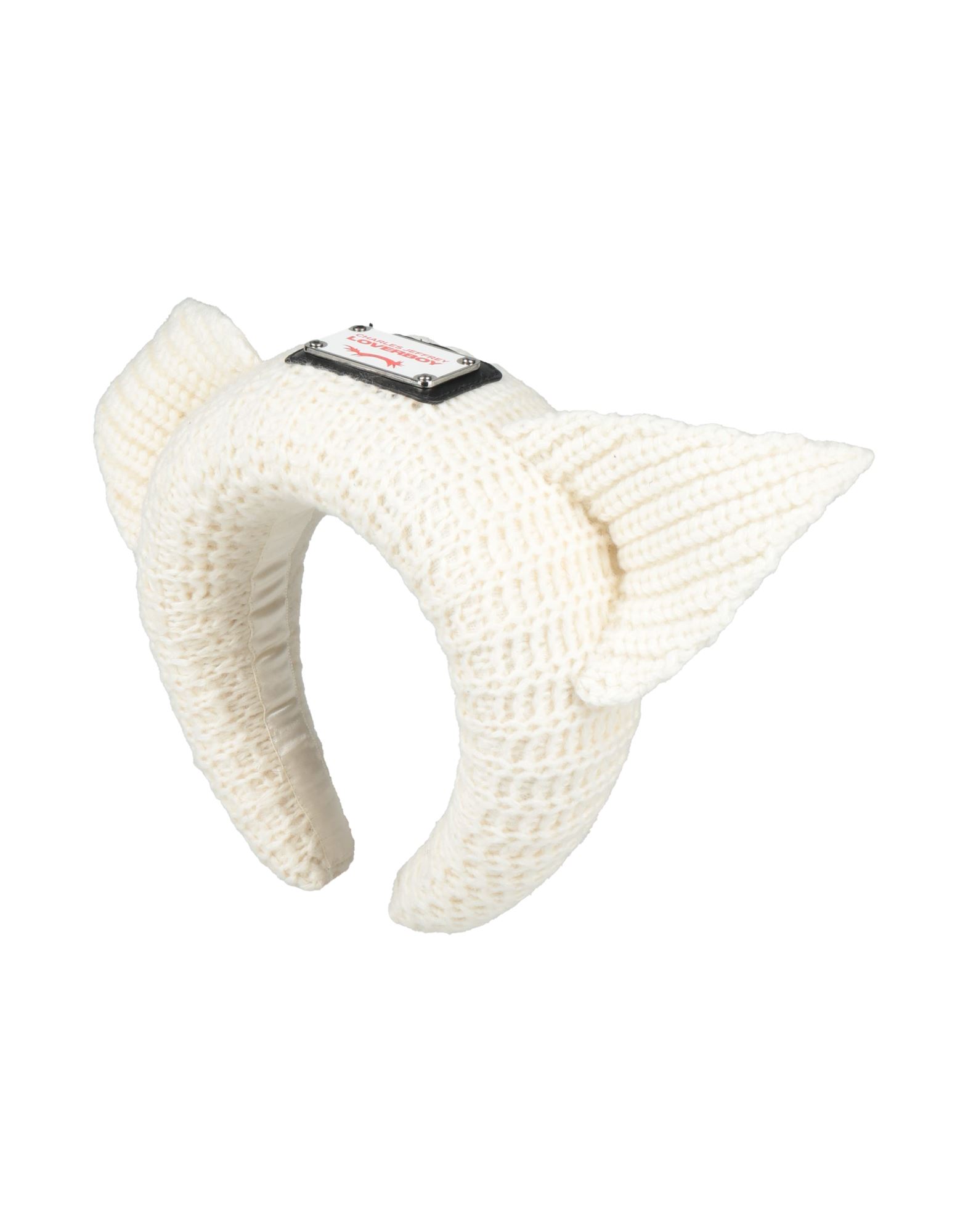 헤어밴드, 니트 소재, 미드웨이트 니트, 장식 디테일 솔리드 컬러, 브랜드 로고, 손세탁 또는 드라이클리닝, 표백 금지, 건조기 사용불가, 이 아이템에는 동물복지를 중시하는 농장에서 공급된 울이 포함되어 있습니다. 이미지