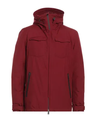 테크니컬 패브릭, 브랜드 로고, 솔리드 컬러, 후드, 싱글브레스티드, 롱 슬리브, 구스 다운 내장, 지퍼 여밈, 멀티 포켓, 동물성 비섬유 자재 함유, 손세탁, 표백 금지, 건조기 사용불가, 쇼트 다운 자켓. 이미지
