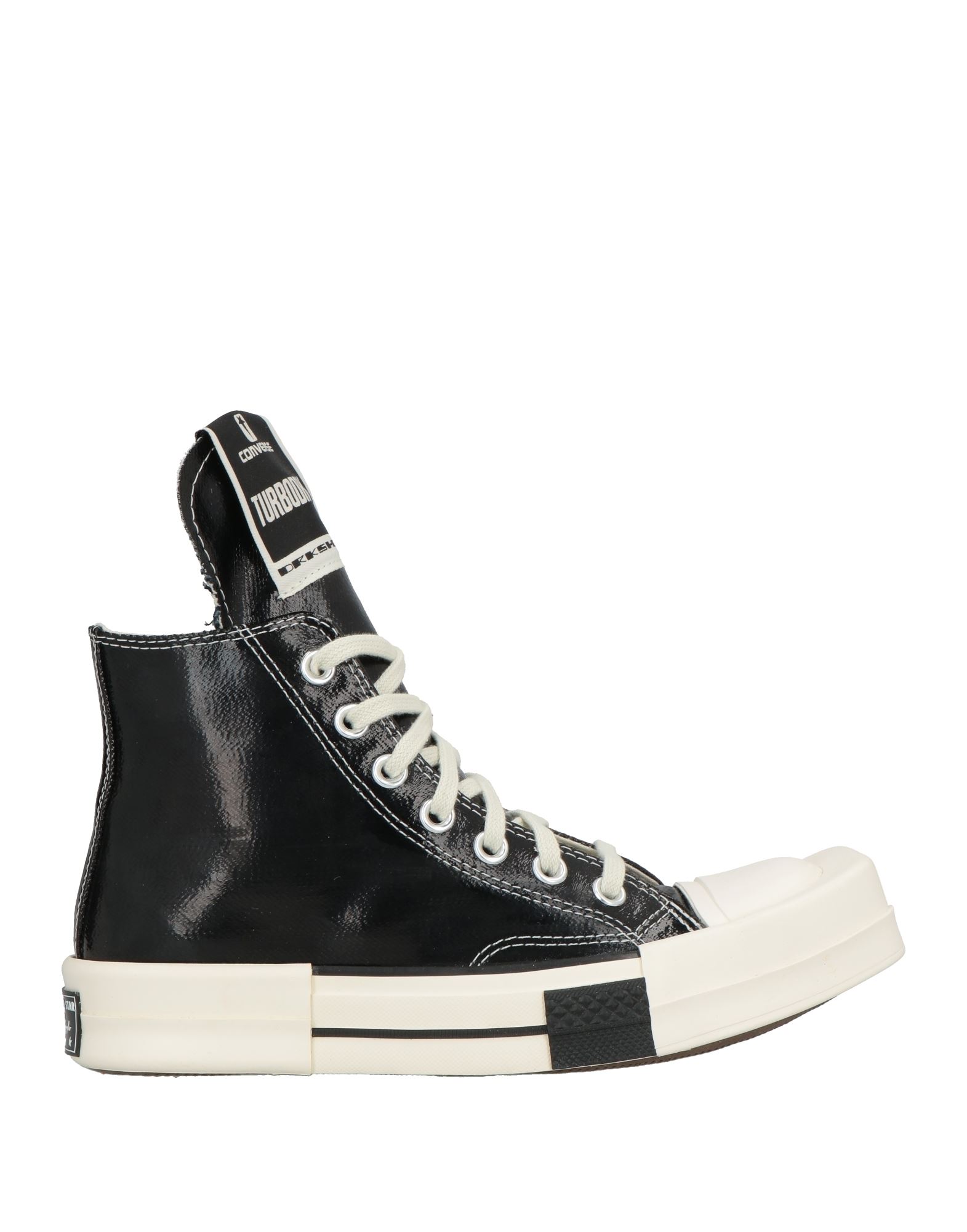 하이탑 스니커즈 & 스포츠 슈즈, 인조가죽, 솔리드 컬러, 브랜드 로고, 내부 패브릭, 레이스업 여밈, 스퀘어 토, 미끄럼방지 고무 밑창. 이미지