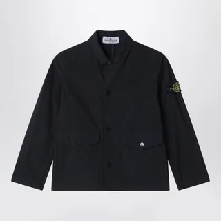 스톤 아일랜드의 면 혼방 셔츠 자켓. • 색상: 네이비 블루 • 전면 버튼 클로저 • 플랩과 버튼이 있는 두 개의 전면 포켓 • 컴패스 로고 패치가 있는 긴 소매 • 조절 가능한 커프스 이미지
