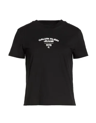 로고 프린트 티셔츠, 저지, 솔리드 컬러, 프린트, 크루넥, 쇼트 슬리브, 세탁기로 세탁, 표백 금지, 건조기 사용가능. 이미지