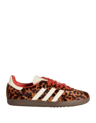 로우탑 스니커즈 & 스포츠 슈즈, adidas samba og, 카프 헤어, 레오파드 패턴, 가죽 인서트, 브랜드 로고, 라운드 토, 내부 패브릭, 고무 밑창, lifestyle, 동물성 비섬유 자재 함유. 이미지