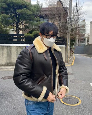 상남자 스타일 무스탕 입기🧔🏻‍♂️🐏 이미지