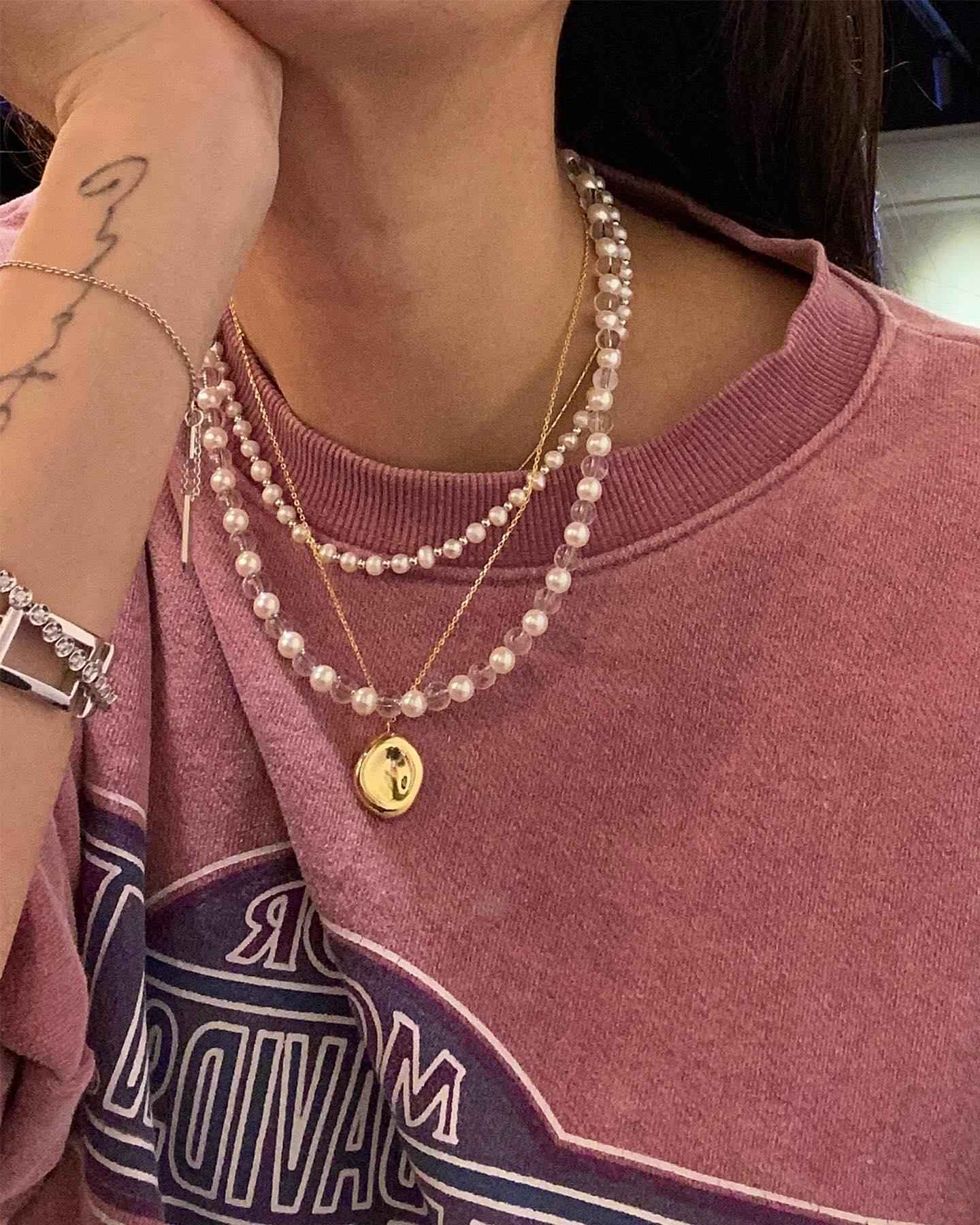 요즘 대세💛💜볼륨 팬던트 목걸이 이미지3