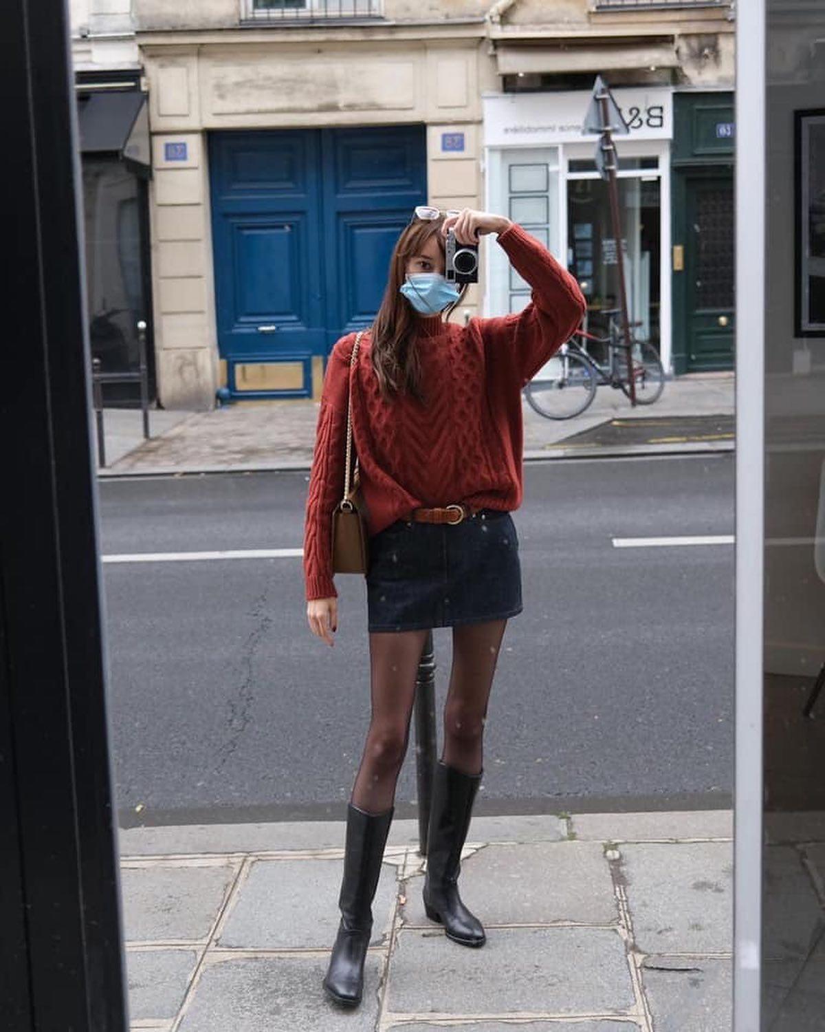 니트에 미니스커트 조합🎁❤️ 이미지