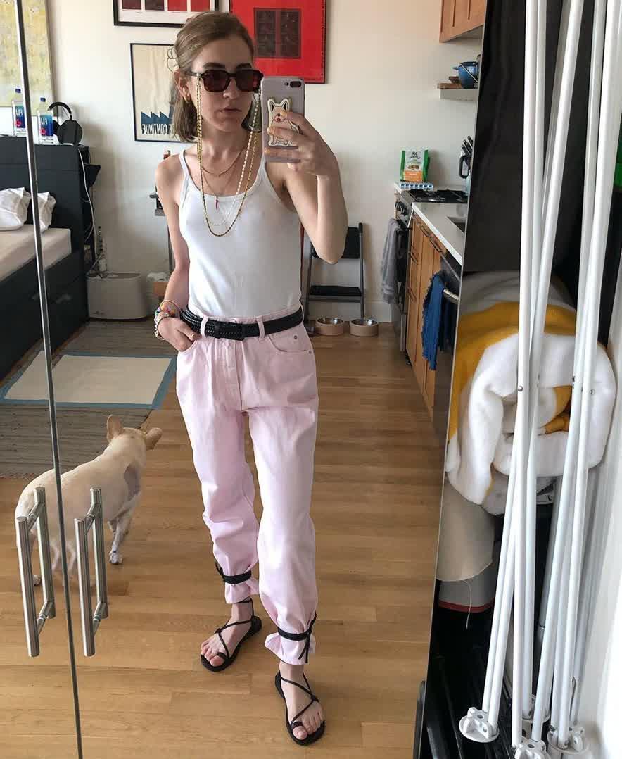 바지 밑단 묶어서 입는 법❤️ 이미지
