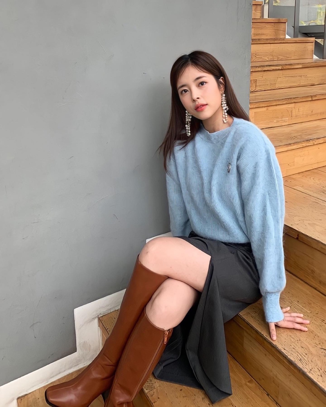 봄맞이 하늘색 니트 코디🫧🪄​ 이미지5