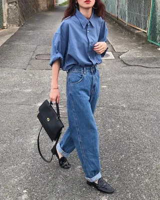 반팔셔츠와 찰떡궁함 데님🤍💙 이미지