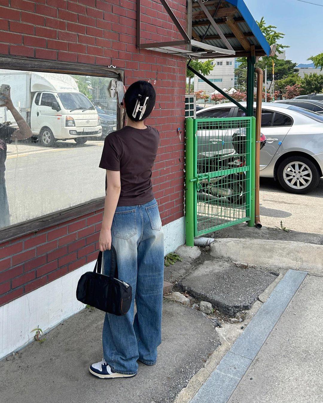 반팔티에 빈티지 워싱데님룩👖🤍 이미지