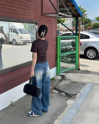반팔티에 빈티지 워싱데님룩👖🤍 이미지