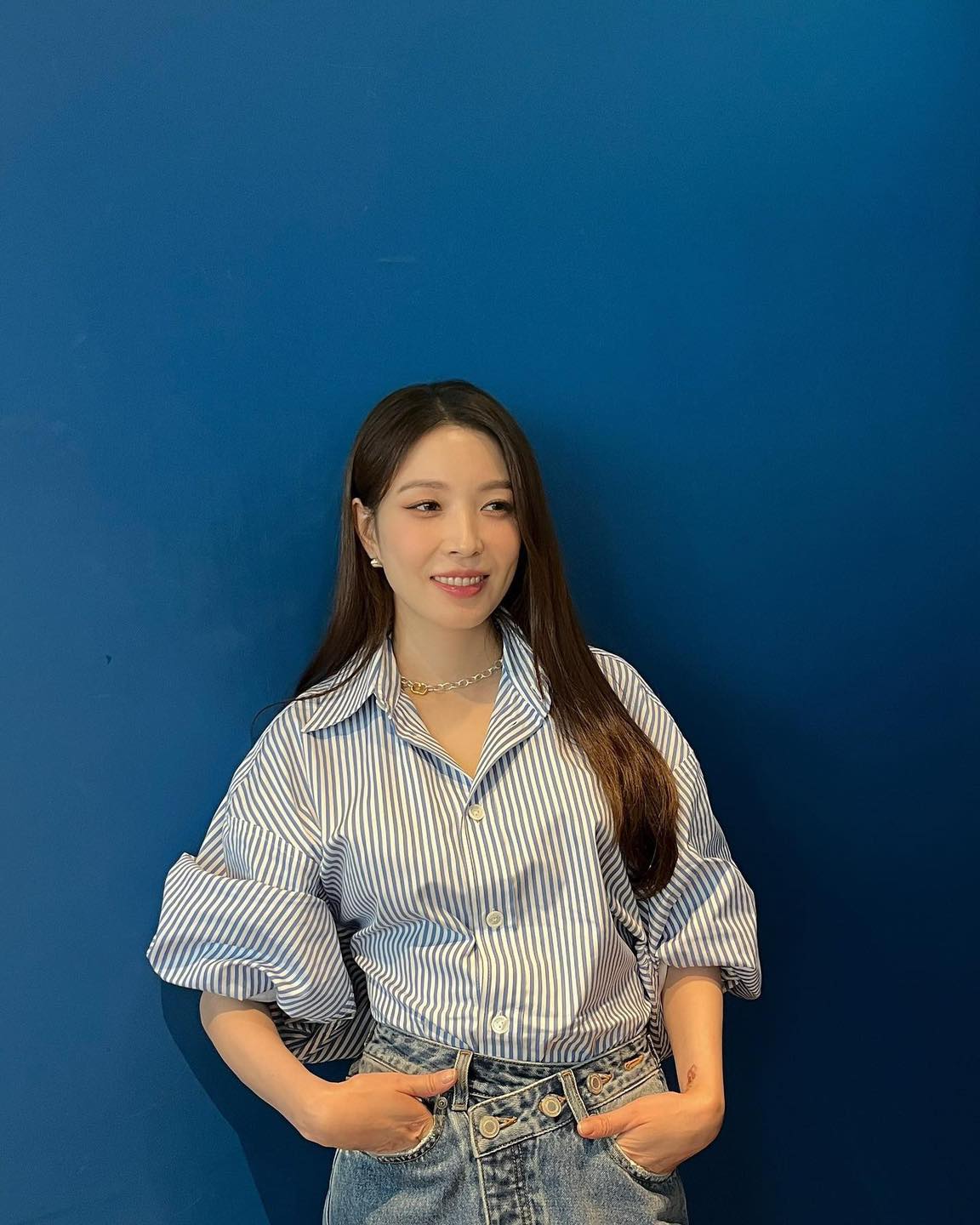 미니멀템👔블루 스트라이프 셔츠 이미지