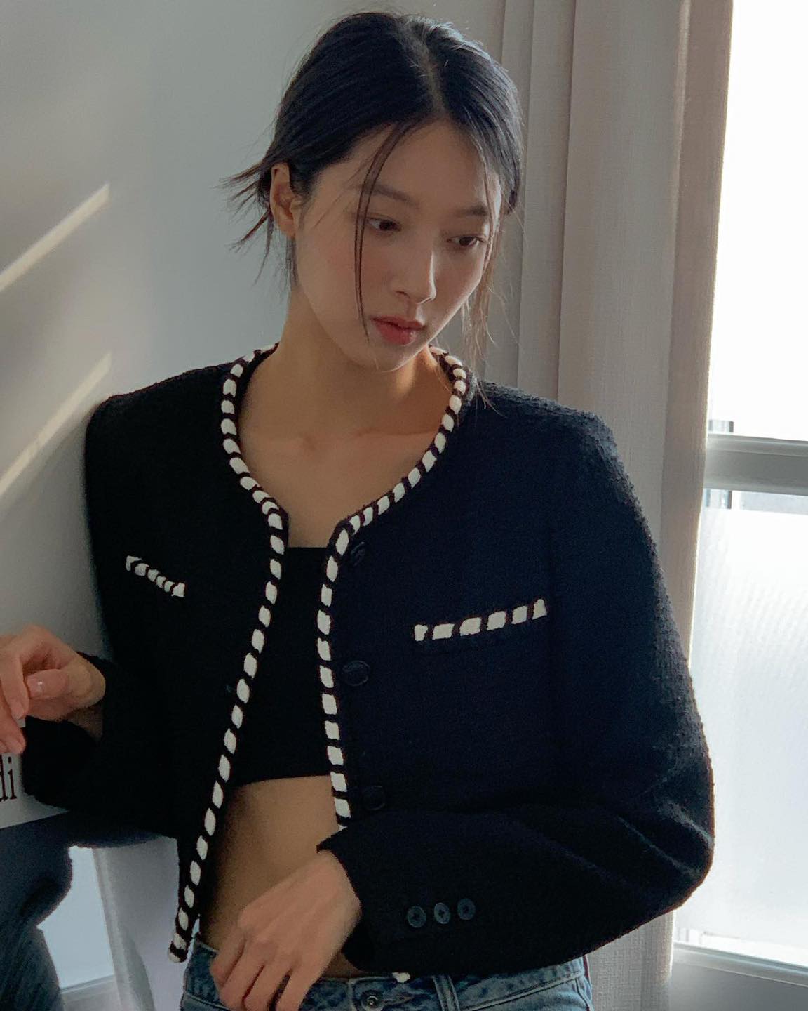 가을 기본 아우터🖤✨블랙 트위드 이미지