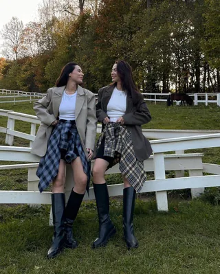 체크셔츠 허리에 묶어🍁빈티지멋 이미지
