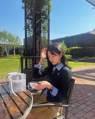 가을 감성👔니트+셔츠+치마🤎 이미지