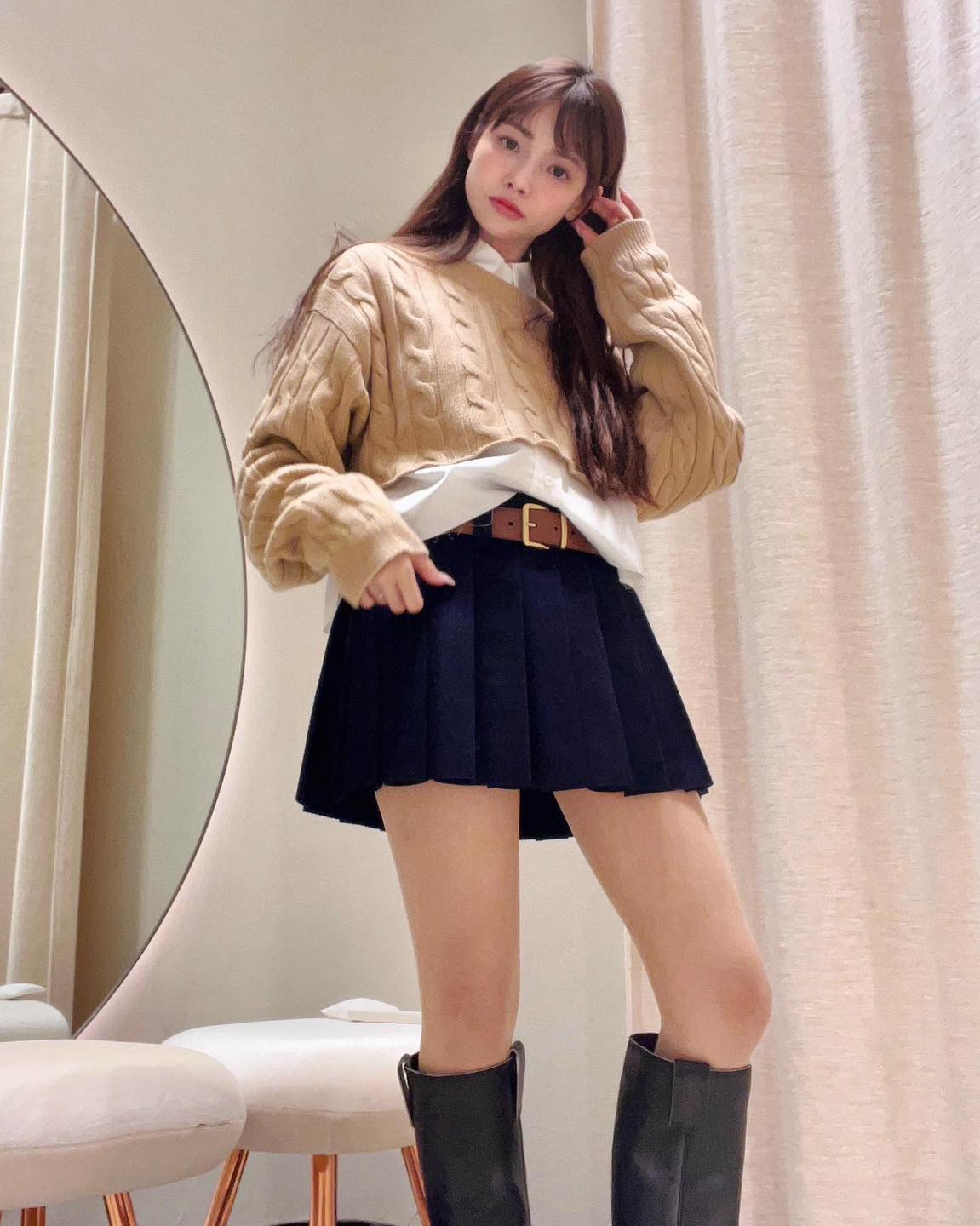 케이블니트에 스커트는 옳아요💯 이미지8