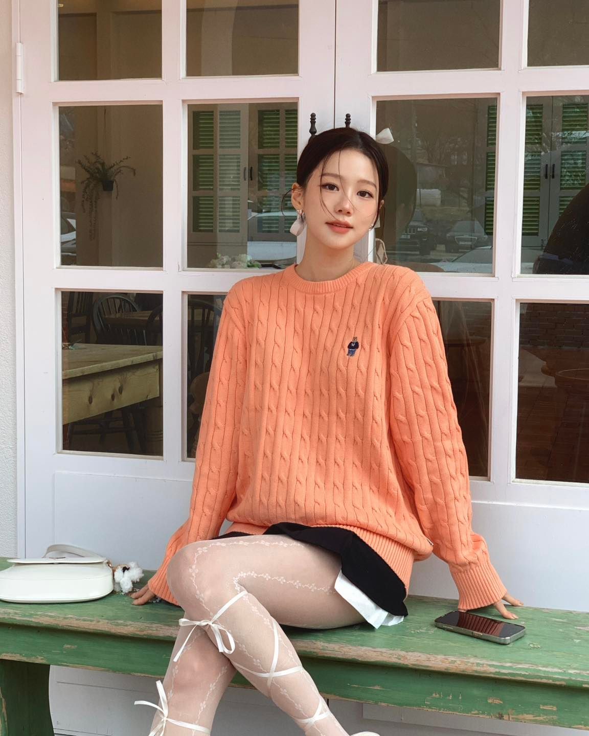 봄 준비해🧸🧡곰자수 꽈배기니트 이미지