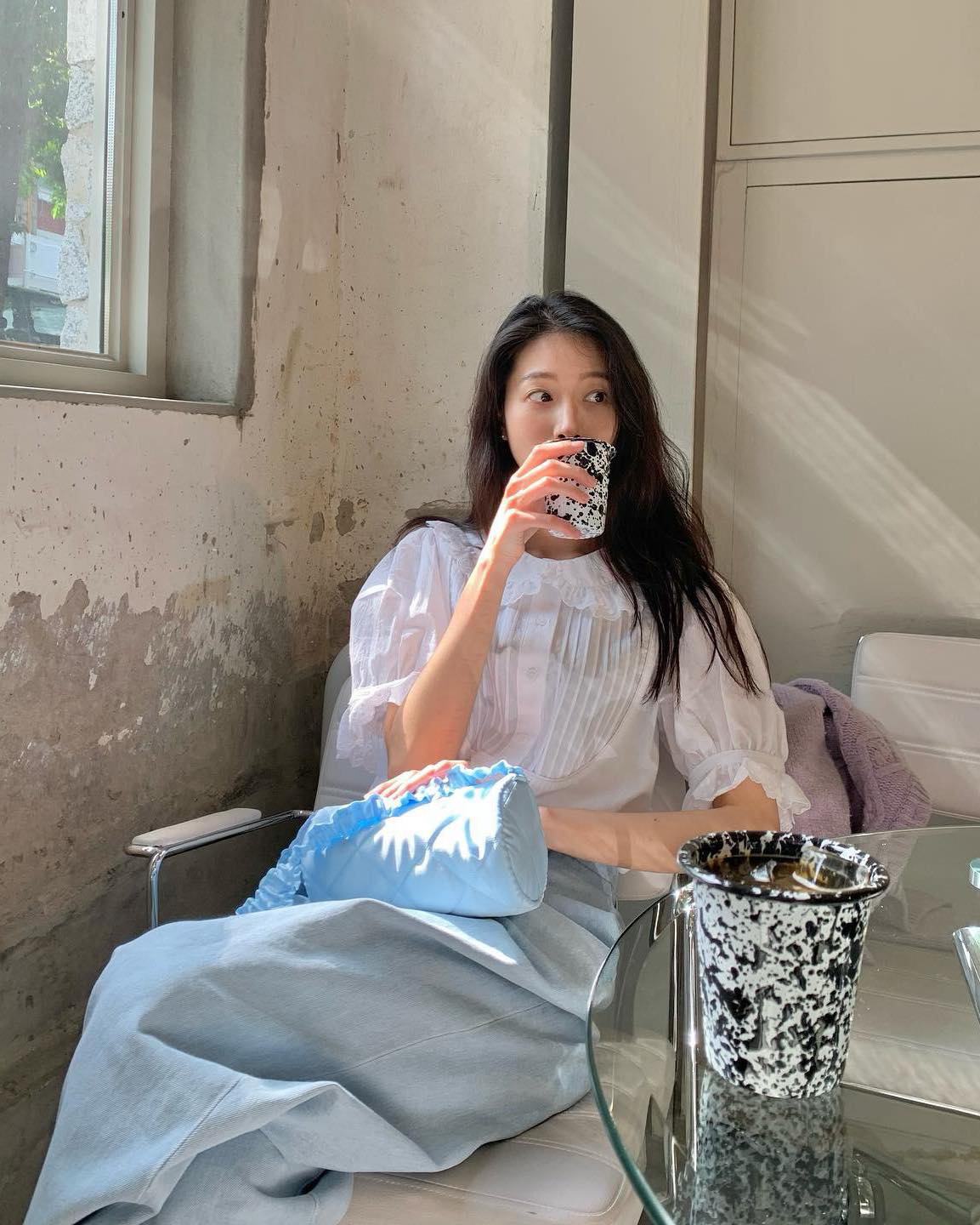 이쁜 봄조합🤍🩵블라우스+데님 이미지5