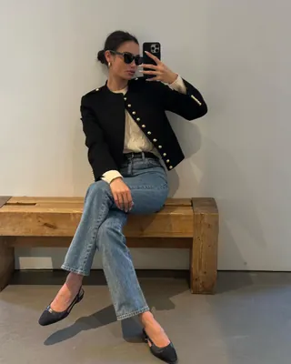 블랙 트위드에 중청🖤💙@데일리 이미지